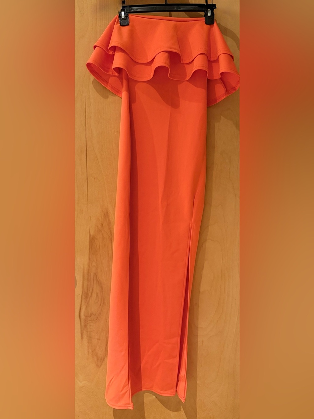 Women's Orange Maxi Skirt with Side Slit